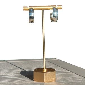 Vintage Milor Italy Sterling Silver Disco Ball Semi Hoop Post Earrings